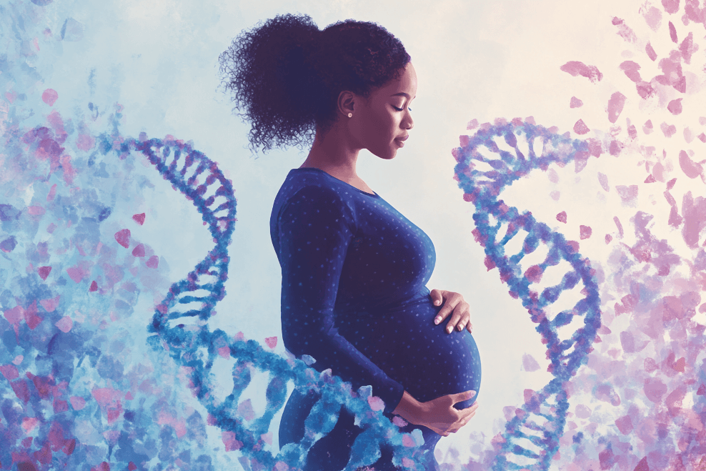 Pregnant Woman surrounded by DNA