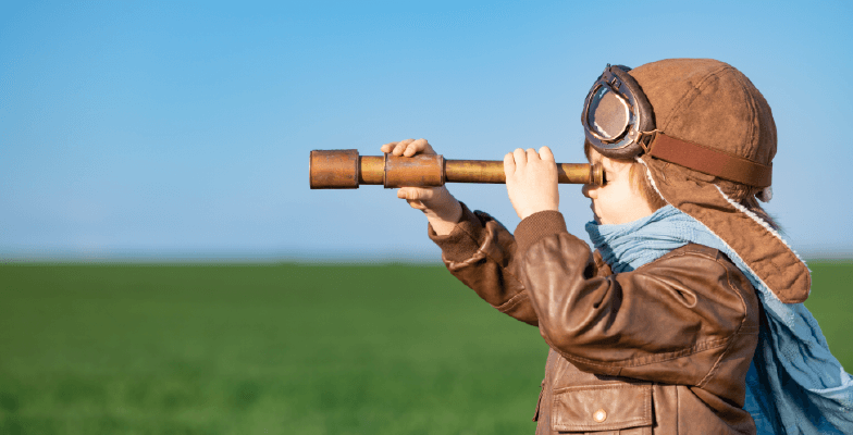 Child with telescope