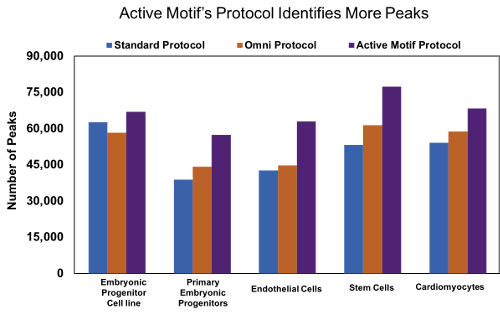 Active Motif’s optimized ATAC-Seq protocol results in increased number of peaks